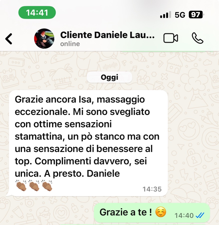 Recensione WhatsApp cliente Daniele